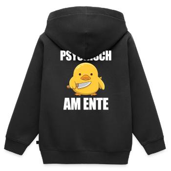 Psychisch Am Ente Lustiger Spruch - Kinder Premium Organic Zip Hoodie - Schwarz - Hinten - AI Model Kid Male (0cm)