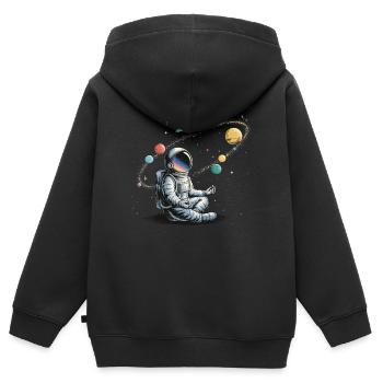 Astronaute Méditation Planète Espace Orbite - Sweat Premium à capuche zippé enfant bio - noir - Dos - AI Model Kid Male (0cm)