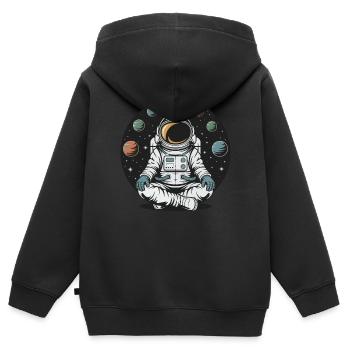 Astronaute Yoga Méditation Planète Espace Orbite - Sweat Premium à capuche zippé enfant bio - noir - Dos - AI Model Kid Male (0cm)
