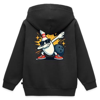 Bowling Pin Dabbing Dab Sunglasses Bowling Ball - Kids Premium Organic Zip-up Hoodie - black - Back - AI Model Kid Male (0cm)