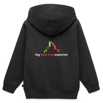 Piège à gros ours attendu - Sweat Premium à capuche zippé enfant bio - noir - Dos - AI Model Kid Male (0cm)