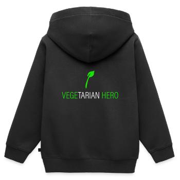 héros végétarien - Sweat Premium à capuche zippé enfant bio - noir - Dos - AI Model Kid Male (0cm)