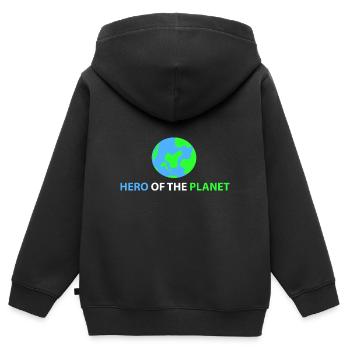 Hero of the Planet - Kids Premium Organic Zip-up Hoodie - black - Back - AI Model Kid Male (0cm)