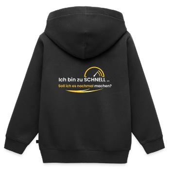 Ich bin zu schnell - Kinder Premium Organic Zip Hoodie - Schwarz - Hinten - AI Model Kid Male (0cm)
