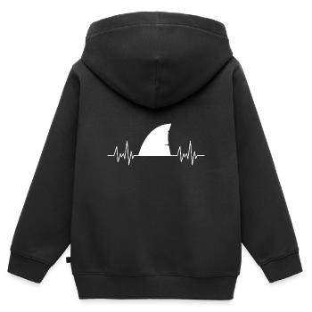 Raubtier Geschenk Haifischflosse Herzschlag Hai - Kinder Premium Organic Zip Hoodie - Schwarz - Hinten - AI Model Kid Male (0cm)
