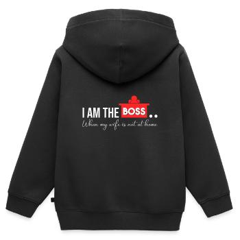 Ich bin der Chef ohne meine Frau - Kinder Premium Organic Zip Hoodie - Schwarz - Hinten - AI Model Kid Male (0cm)