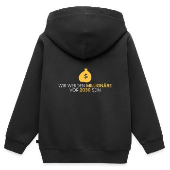 wir werden Millionäre vor 2030 sein - Kinder Premium Organic Zip Hoodie - Schwarz - Hinten - AI Model Kid Male (0cm)