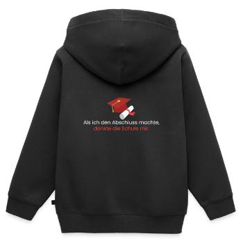 Als ich den Abschluss machte - Kinder Premium Organic Zip Hoodie - Schwarz - Hinten - AI Model Kid Male (0cm)