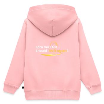 Ich bin zu schnell - Kinder Premium Organic Zip Hoodie - Rosa - Hinten - AI Model Kid Female (0cm)