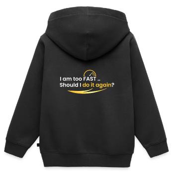 Je suis trop rapide - Sweat Premium à capuche zippé enfant bio - noir - Dos - AI Model Kid Male (0cm)
