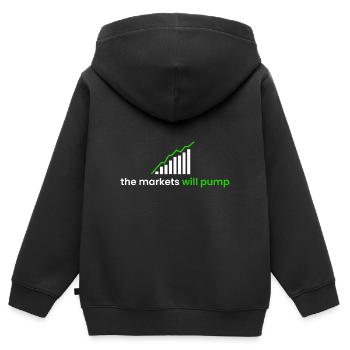 les marchés vont pomper - Sweat Premium à capuche zippé enfant bio - noir - Dos - AI Model Kid Male (0cm)