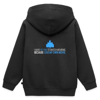 Keine Zeit zum Filme schauen! - Kinder Premium Organic Zip Hoodie - Schwarz - Hinten - AI Model Kid Male (0cm)