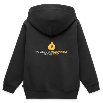 Nous aurons des millionnaires avant 2030 - Sweat Premium à capuche zippé enfant bio - noir - Dos - AI Model Kid Male (0cm)
