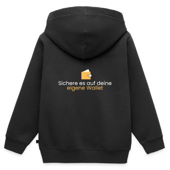Sichere es auf deine Wallet - Kinder Premium Organic Zip Hoodie - Schwarz - Hinten - AI Model Kid Male (0cm)