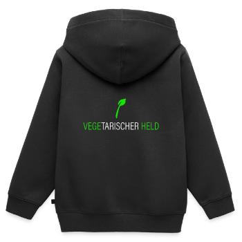 Héros végétarien - Sweat Premium à capuche zippé enfant bio - noir - Dos - AI Model Kid Male (0cm)