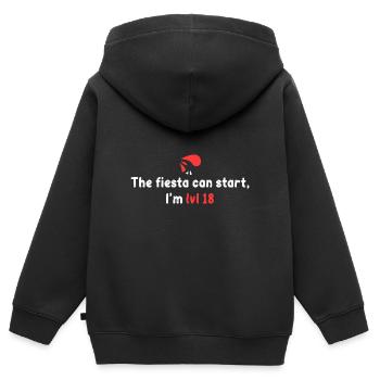 Lv 18! Die Fiesta kann beginnen - Kinder Premium Organic Zip Hoodie - Schwarz - Hinten - AI Model Kid Male (0cm)
