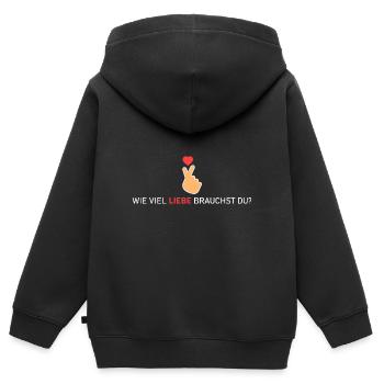 Wie viel Liebe brauchst du? - Kinder Premium Organic Zip Hoodie - Schwarz - Hinten - AI Model Kid Male (0cm)