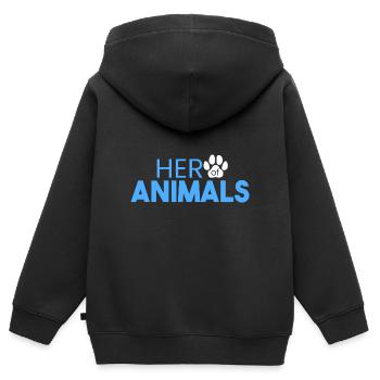 Hero of the Animals - Kids Premium Organic Zip-up Hoodie - black - Back - AI Model Kid Male (0cm)