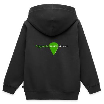 Frag nicht, starte einfach - Kinder Premium Organic Zip Hoodie - Schwarz - Hinten - AI Model Kid Male (0cm)