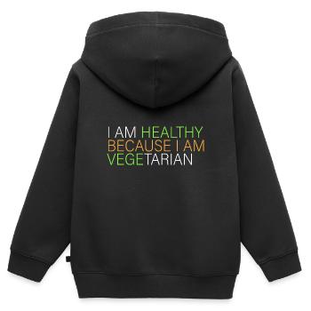 Ich bin gesund - vegetarisch - Kinder Premium Organic Zip Hoodie - Schwarz - Hinten - AI Model Kid Male (0cm)