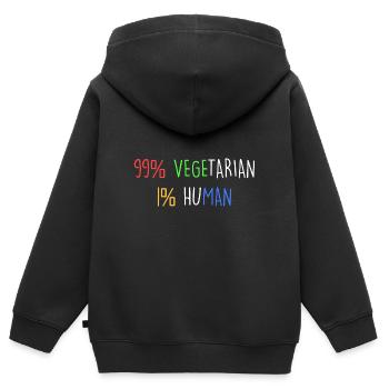 99% vegetarisch 1% menschlich - Kinder Premium Organic Zip Hoodie - Schwarz - Hinten - AI Model Kid Male (0cm)