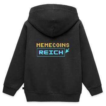 memecoins -> reich - Kinder Premium Organic Zip Hoodie - Schwarz - Hinten - AI Model Kid Male (0cm)