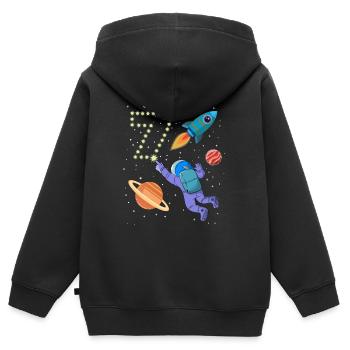 Rocket Astronaut 7 Years 7th Birthday Space - Kids Premium Organic Zip-up Hoodie - black - Back - AI Model Kid Male (0cm)