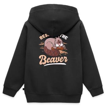 Respect the beaver - Kids Premium Organic Zip-up Hoodie - black - Back - AI Model Kid Male (0cm)