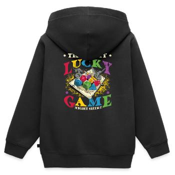This Is My Lucky Brettspiel - Kinder Premium Organic Zip Hoodie - Schwarz - Hinten - AI Model Kid Male (0cm)