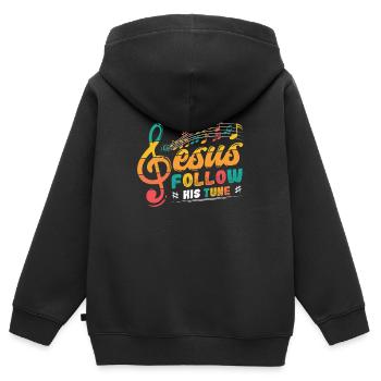 Jesus, clef, music, religious. - Kids Premium Organic Zip-up Hoodie - black - Back - AI Model Kid Male (0cm)