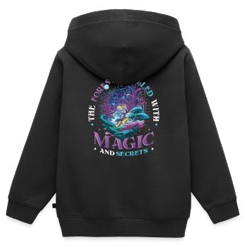 Wald voller Magie und Geheimnisse, Natur, Wandern - Kinder Premium Organic Zip Hoodie - Schwarz - Hinten - AI Model Kid Male (0cm)