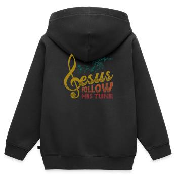 Jesus, clef, music, religious. - Kids Premium Organic Zip-up Hoodie - black - Back - AI Model Kid Male (0cm)
