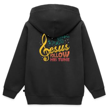 Jesus, clef, music, religious. - Kids Premium Organic Zip-up Hoodie - black - Back - AI Model Kid Male (0cm)
