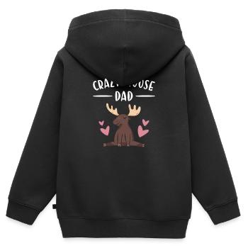 Elk Crazy Moose Dad Moose - Kinder Premium Organic Zip Hoodie - Schwarz - Hinten - AI Model Kid Male (0cm)