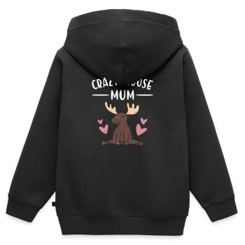 Elk Crazy Moose Mum Moose - Kinder Premium Organic Zip Hoodie - Schwarz - Hinten - AI Model Kid Male (0cm)