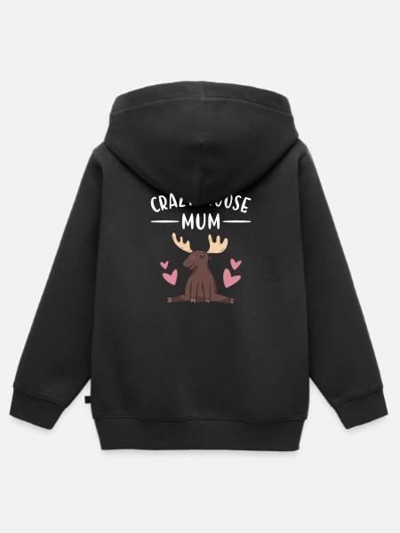 Elk Crazy Moose Mum Moose - Kinder Premium Organic Zip Hoodie - Schwarz