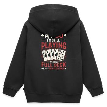 Mit neunzig Spielen, 90. Geburtstag - Kinder Premium Organic Zip Hoodie - Schwarz - Hinten - AI Model Kid Male (0cm)