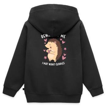 Hedgie Beware Of My Hedgehog - Kids Premium Organic Zip-up Hoodie - black - Back - AI Model Kid Male (0cm)