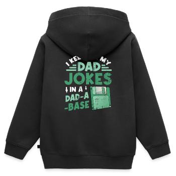 Ich behalte alle Witze meines Vaters. - Kinder Premium Organic Zip Hoodie - Schwarz - Hinten - AI Model Kid Male (0cm)