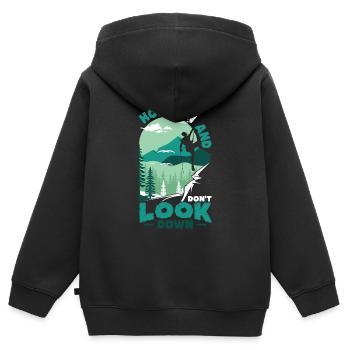 Ne regardez pas vers le bas le bloc, l’escalade. - Sweat Premium à capuche zippé enfant bio - noir - Dos - AI Model Kid Male (0cm)