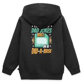 Ich behalte alle Witze meines Vaters. - Kinder Premium Organic Zip Hoodie - Schwarz - Hinten - AI Model Kid Male (0cm)