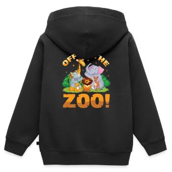Auf zum Zoo - Kinder Premium Organic Zip Hoodie - Schwarz - Hinten - AI Model Kid Male (0cm)