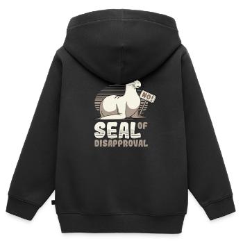 Sceau de rejet dire non. - Sweat Premium à capuche zippé enfant bio - noir - Dos - AI Model Kid Male (0cm)