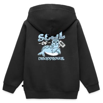 Sceau de rejet dire non. - Sweat Premium à capuche zippé enfant bio - noir - Dos - AI Model Kid Male (0cm)