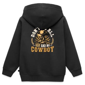 Don't Be All Hut und kein Cowboypferd Rodeo - Kinder Premium Organic Zip Hoodie - Schwarz - Hinten - AI Model Kid Male (0cm)