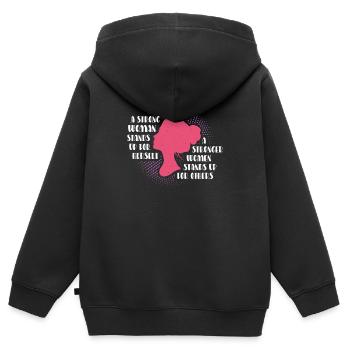 Starke Frauen stehen für Gerechtigkeit auf - Kinder Premium Organic Zip Hoodie - Schwarz - Hinten - AI Model Kid Male (0cm)