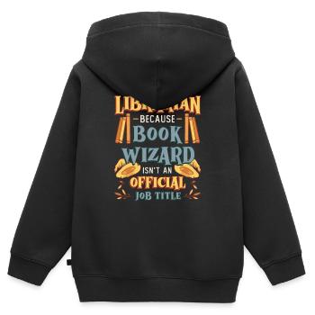 Lustiges Bibliothekar Thema - Kinder Premium Organic Zip Hoodie - Schwarz - Hinten - AI Model Kid Male (0cm)