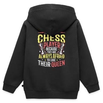 Dating mit einer Schachspielerin Schachfrau - Kinder Premium Organic Zip Hoodie - Schwarz - Hinten - AI Model Kid Male (0cm)