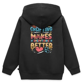 Basteln macht alles besser, Bastler - Kinder Premium Organic Zip Hoodie - Schwarz - Hinten - AI Model Kid Male (0cm)