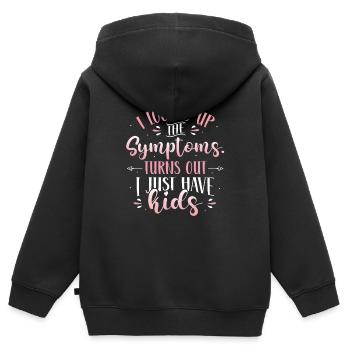 J’ai cherché les symptômes. - Sweat Premium à capuche zippé enfant bio - noir - Dos - AI Model Kid Male (0cm)